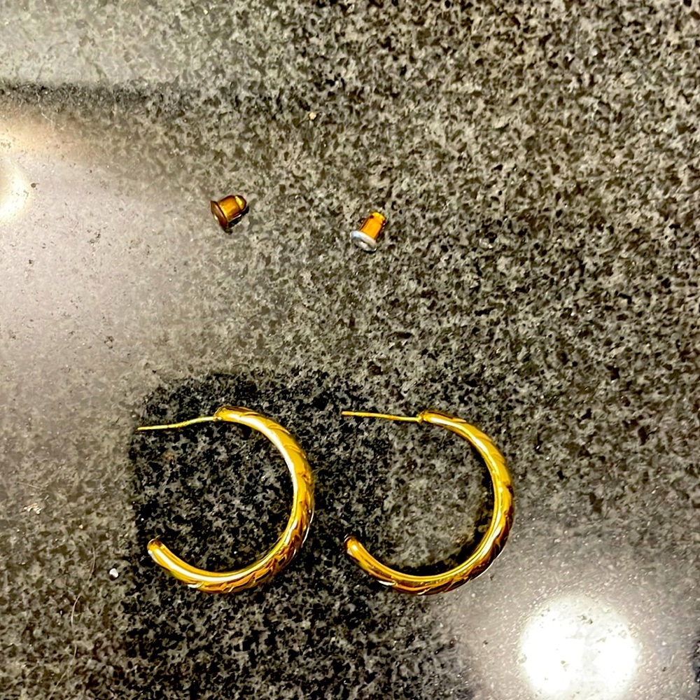 gold plated textured hoops